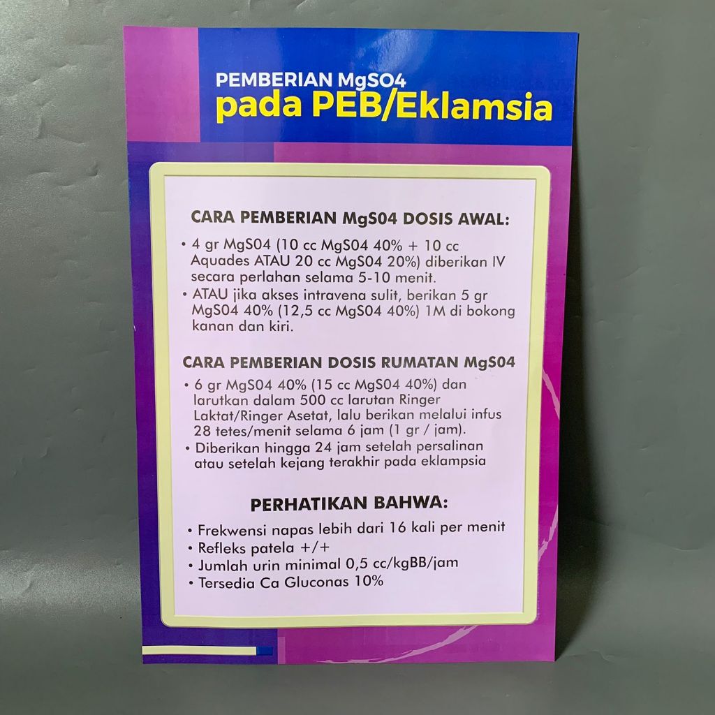 โปสเตอร์ Midwifery - MgSO4 ตั้งค่าบน PEB Eklampsi