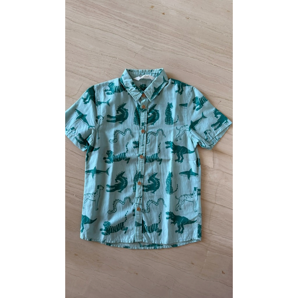 KEMEJA ก่อนชอบเสื้อแขนสั้นใหม่สําหรับเด็กไดโนเสาร์เด็ก h&m hnm kids แบรนด์ gooddeal