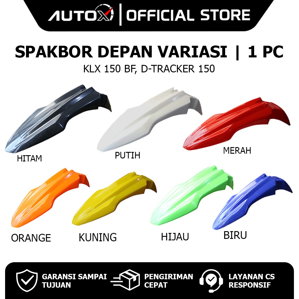 HIJAU MERAH บังโคลนหน้า Variation KLX 150 BF & D-Tracker Spakboard Mudguard Spak Board เจาะด้านหน้า Cequickly Black & White & Red & Blue & Yellow & Green & Orange AUTO X
