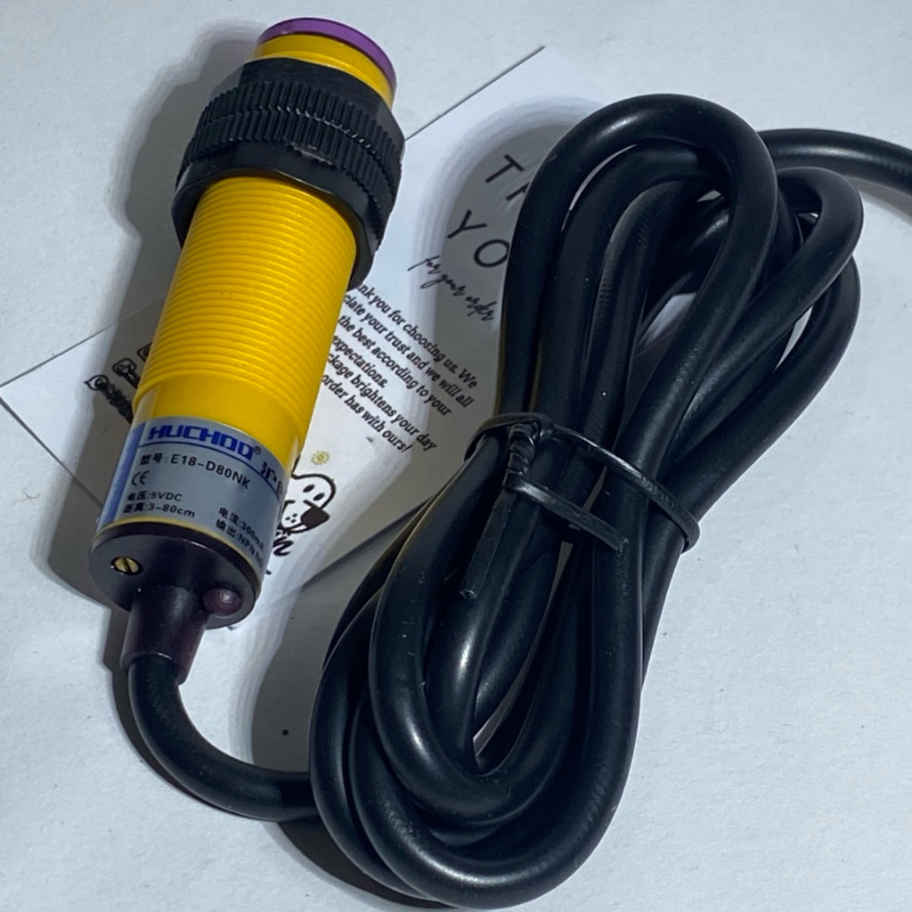HUCHOO E18-D80NK โฟโตอิเล็กทริคเซ็นเซอร์อินฟราเรด E18 D80NK NPN NO DC 5V ระยะทาง 3 80 ซม.