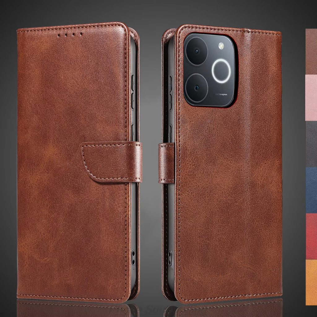[ Realme Note 70T / Realme Note 70 / Realme P4 Lite (4G) ] Wallet Flip Cover Leather Case | Viseaon 