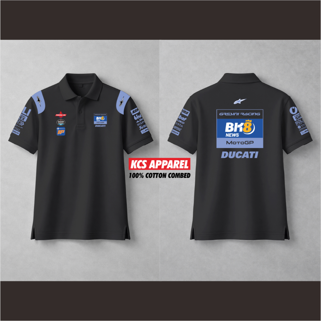 เสื้อโปโล gresini racing bk8 เสื้อโปโล motogp kcsapparel พรีเมี่ยมผ้าฝ้ายหวี