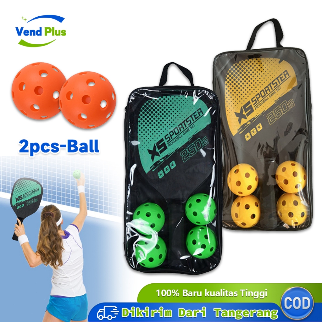 ชุดแร็กเก็ต Pickleball 2 Paddles 4 Balls & Bag Sarung Bet Pickle Ball
