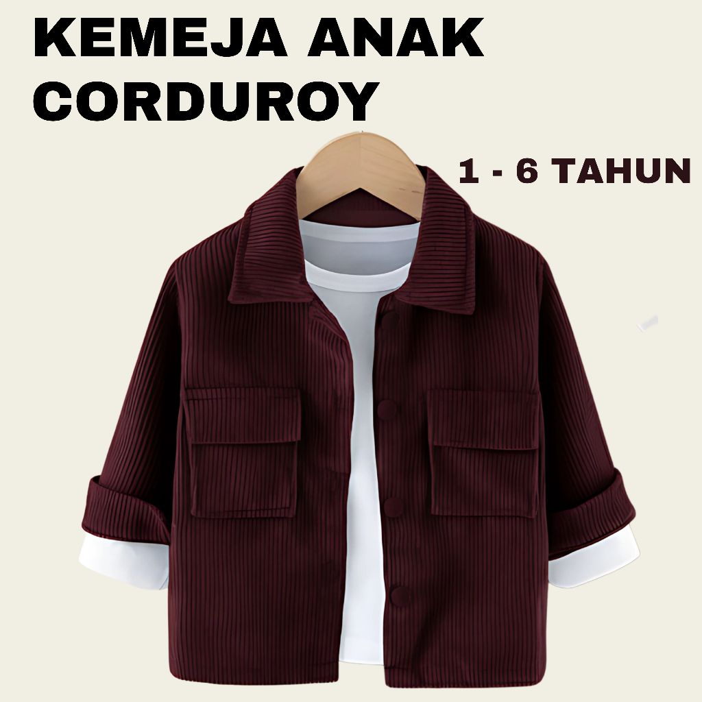 เสื้อ CORDUROY สําหรับ BOYS AND GIRLS 1-6 ปี