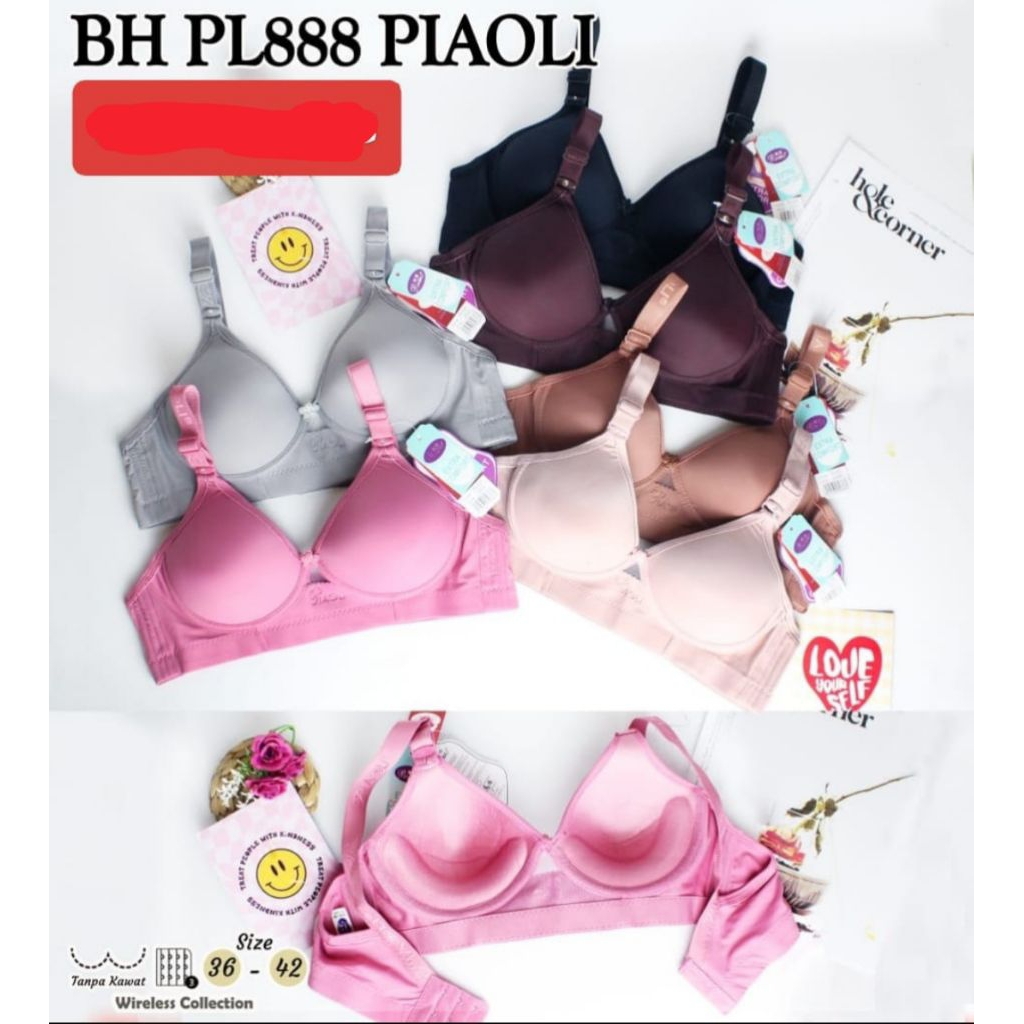 PIAOLI IMPORTED PUSH UP BRA CUP B ไม่มีสายไฟ 36-42 3 HOOKS COOL SOFT ABSORBS SWEAT PREMIUM WOMEN PL 