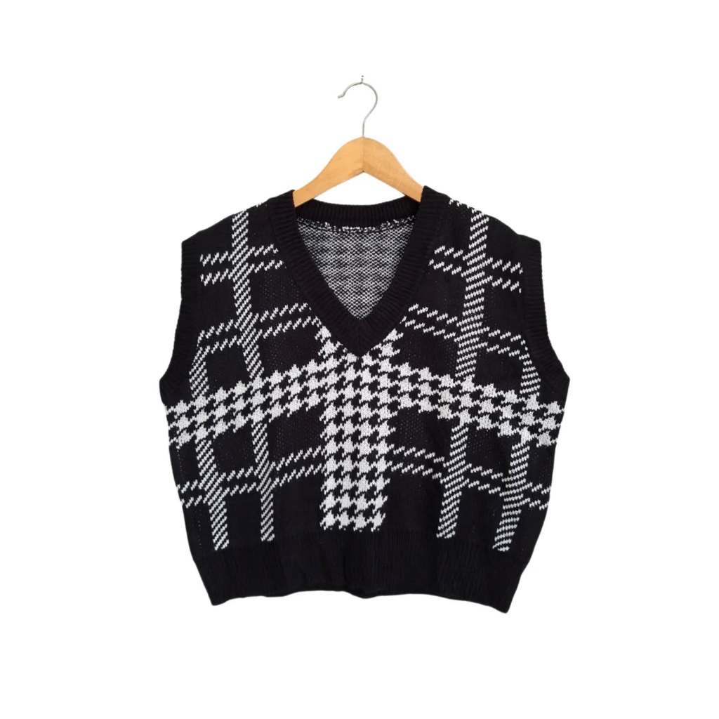 เสื้อกั๊กลายทาร์ตันสีดําพรีเมี่ยม (CODE: B131- 21)