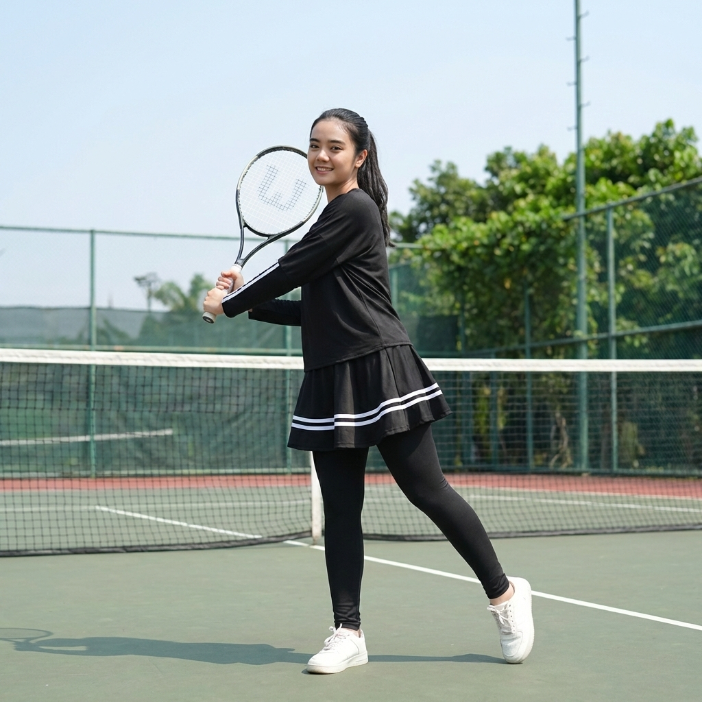 Batwing Model Sportswear Set Skirt Pants Womens Gym Running Outfit - ชุดกีฬา Legging Sport Training 