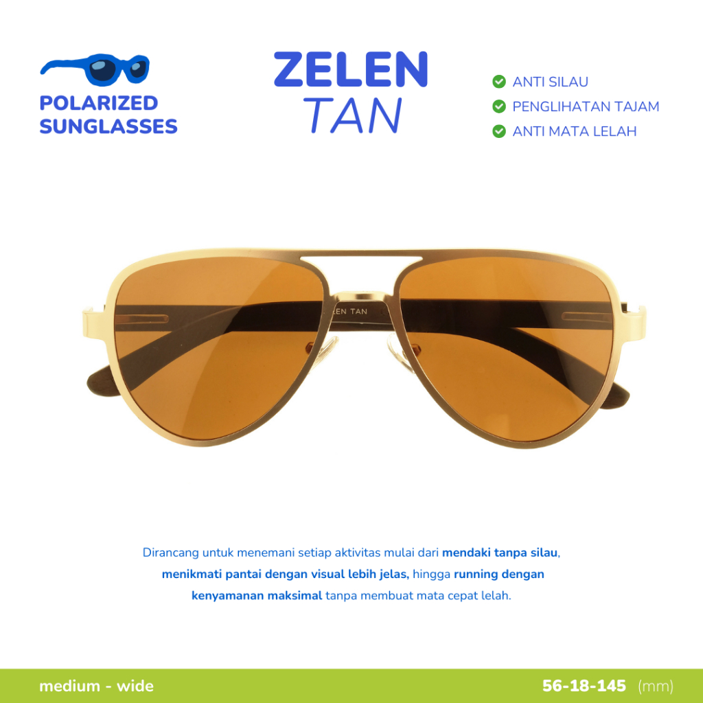 Zonakacamata - แว่นกันแดดโพลาไรซ์ Zelen Tan - แว่นกันแดดผู้ชาย/ผู้หญิง