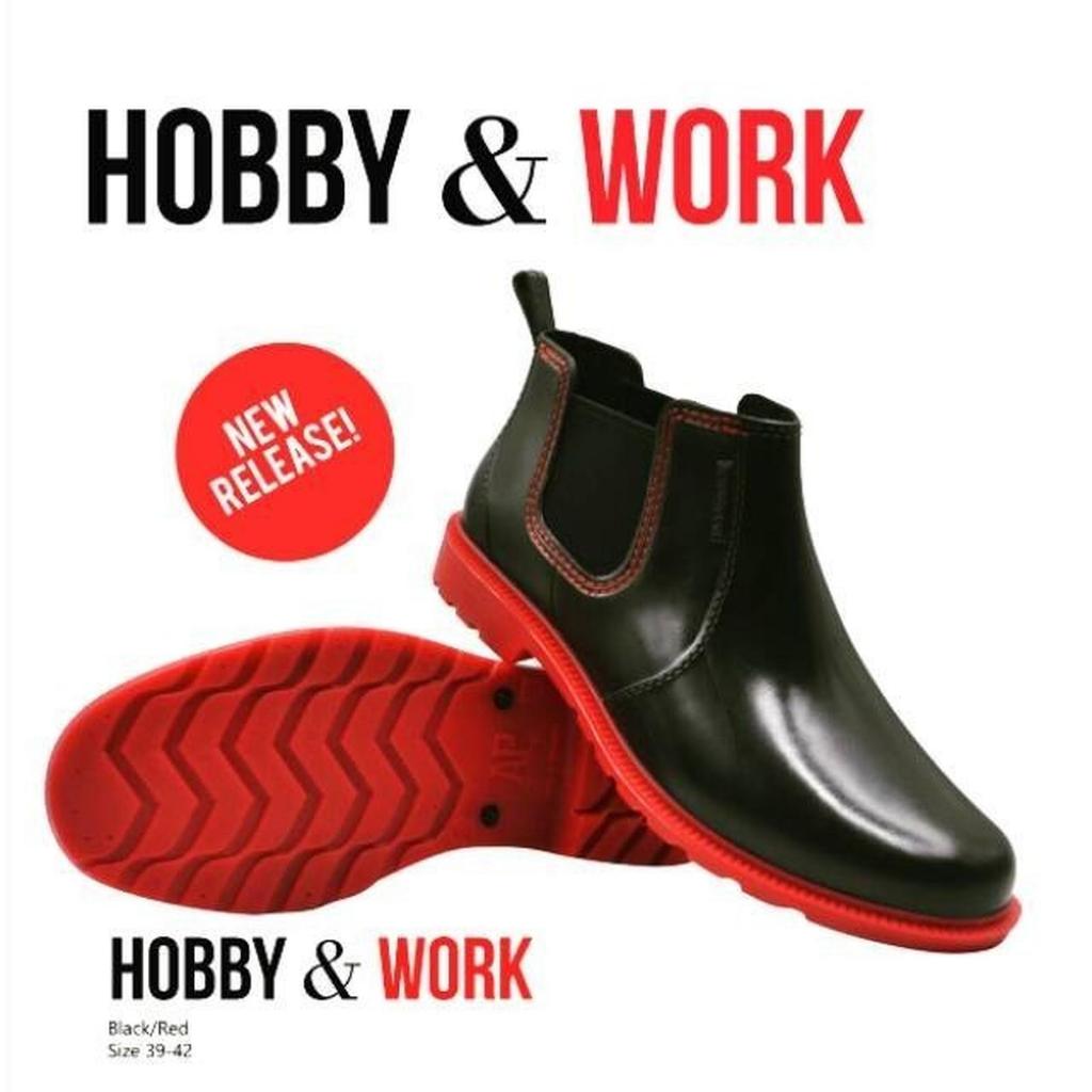 MERAH AP Boots Hobby & Work Black Red Safety Boots Hobby / AP Hobby & Work Shoes