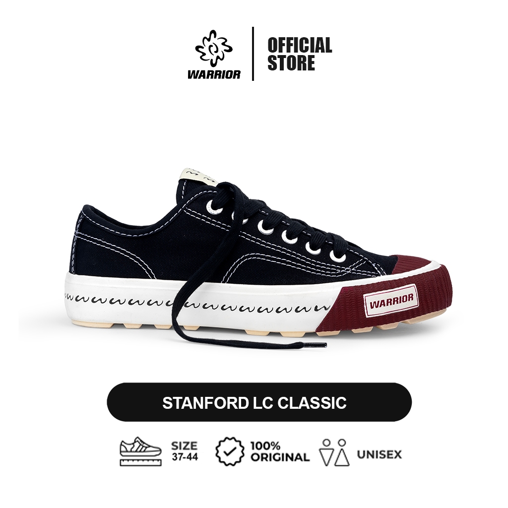 MERAH Warrior Stanford Classic LC - รองเท้าผ้าใบ Warrior สีดํา / แดง