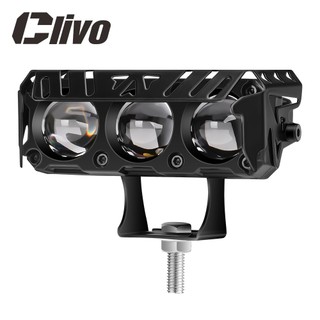 Clivo - Lampu Tembak Laser Sql 3 Mata D2 Full Alumunium Premium Kuning-Putih/Putih-Putih 150w 10000LM IP68 Dc 9v-85v