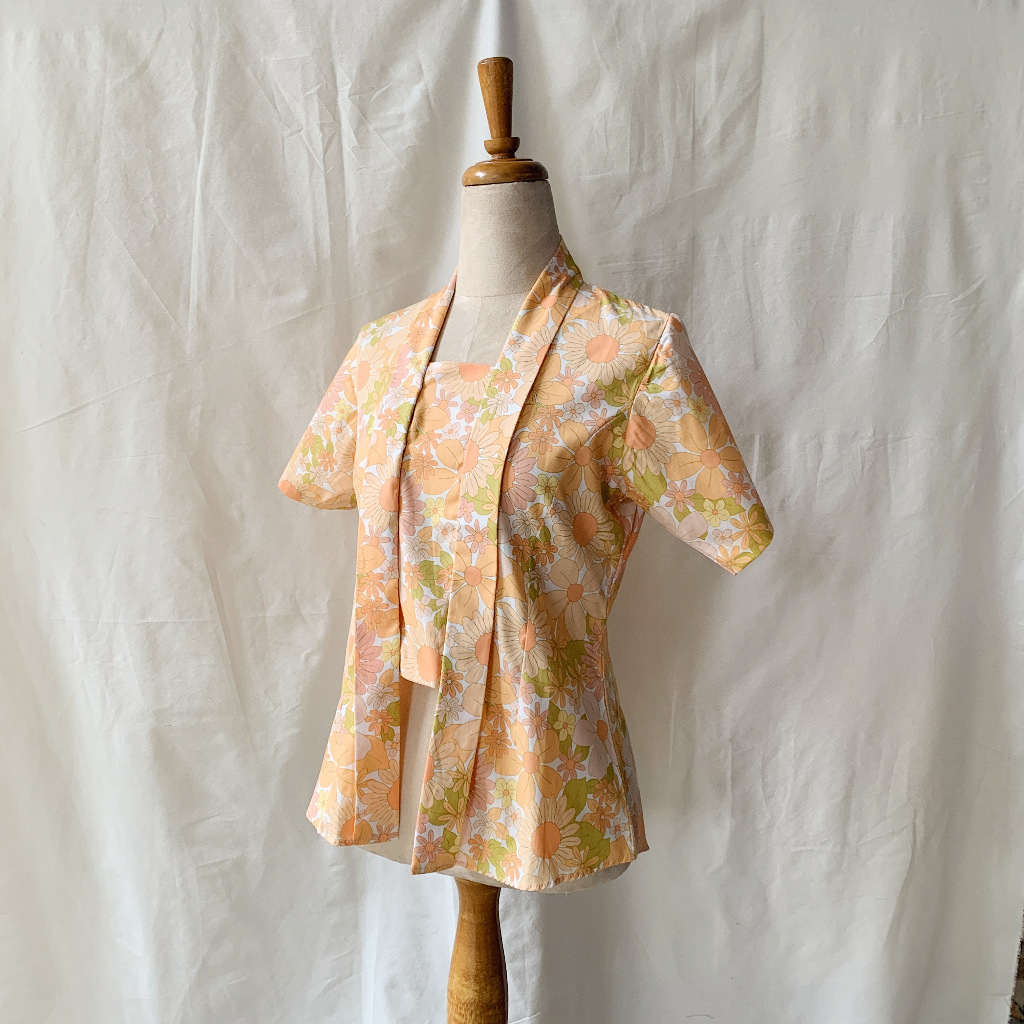 KATUN Lowes MODERN Short KEBAYA KUTUBARU Old School FLORAL Kutu New CASUAL New Kutu Short Sleeve Cot