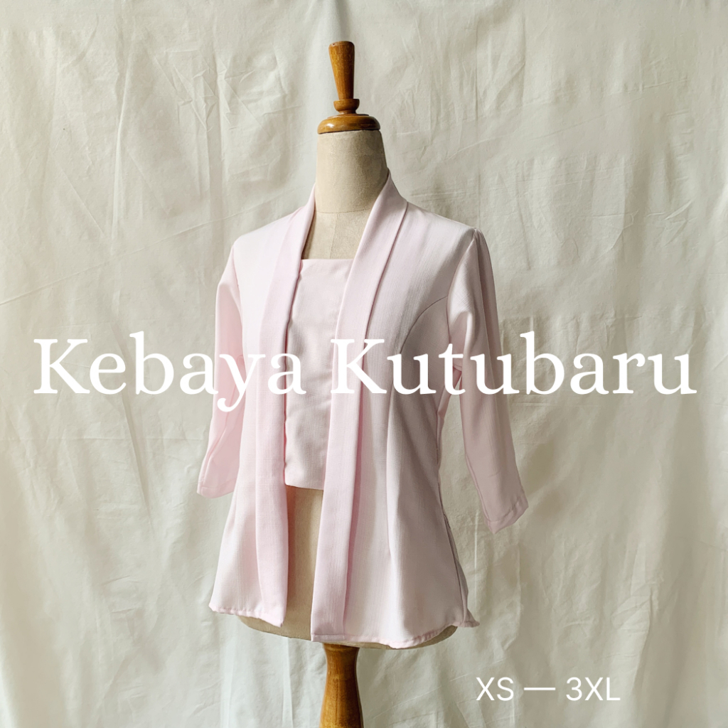Lowes KEBAYA PINK MODERN KUTU BARU LINEN LOOK AESTHETIC 3/4 SLEEVE SHORT LENGTH