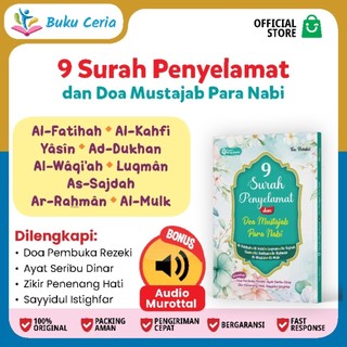 Buku Ceria 9 Surah Penyelamat dan Doa Mustajab Para Nabi II surat surat pilihan II surat surat istimewa dalam alquran II al fatihah, yasin, ar rahman, al mulk, al waqiah, al kahfi, ad dukhan, as sajadah, lukman