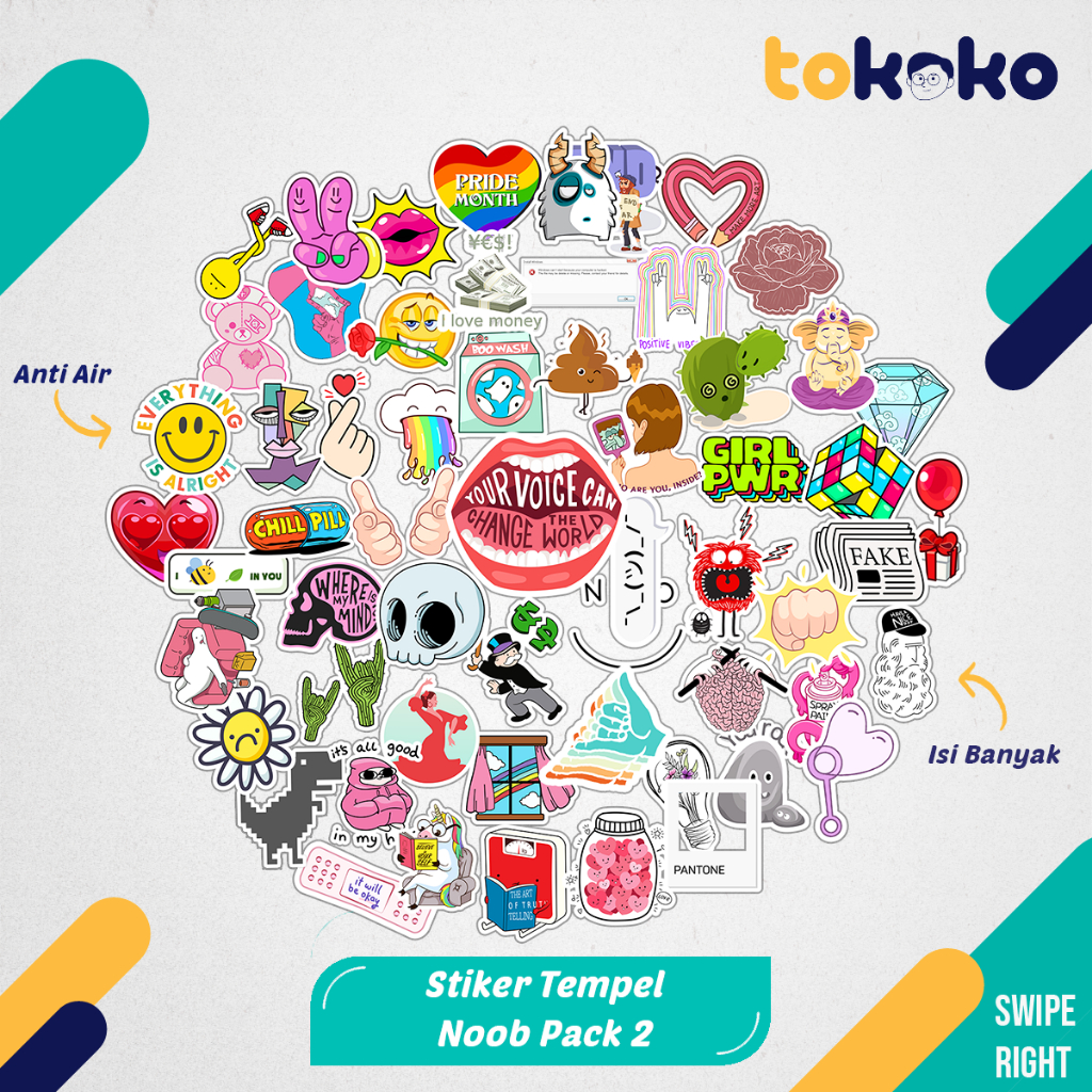 Noob สติ๊กเกอร์ตัดแพ็ค 2 การ์ตูนฟิล์มกระดาษไวนิลตกแต่งแล็ปท็อปกระเป๋าเดินทาง Tumbler ตู้เย็น DIY