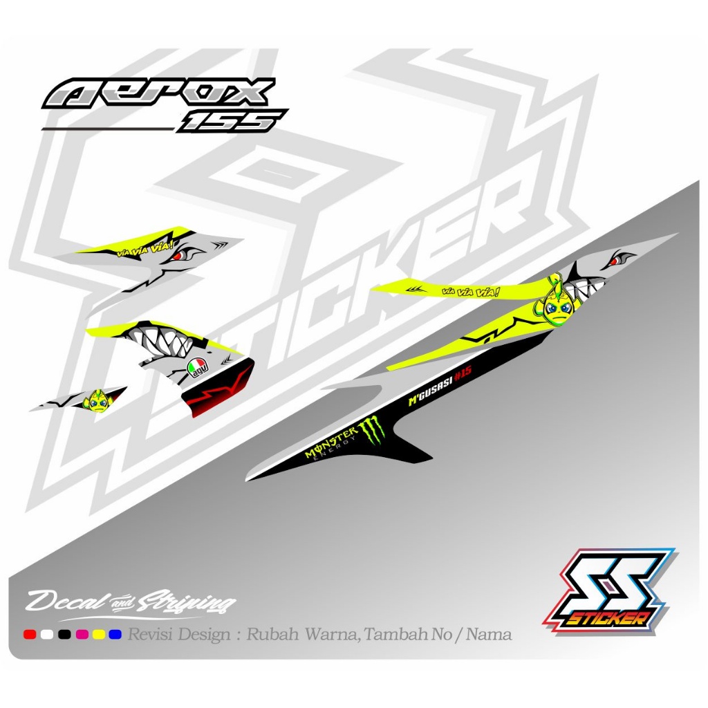 Aerox 155 VVA Full Design Motorcycle Striping Sticker 09