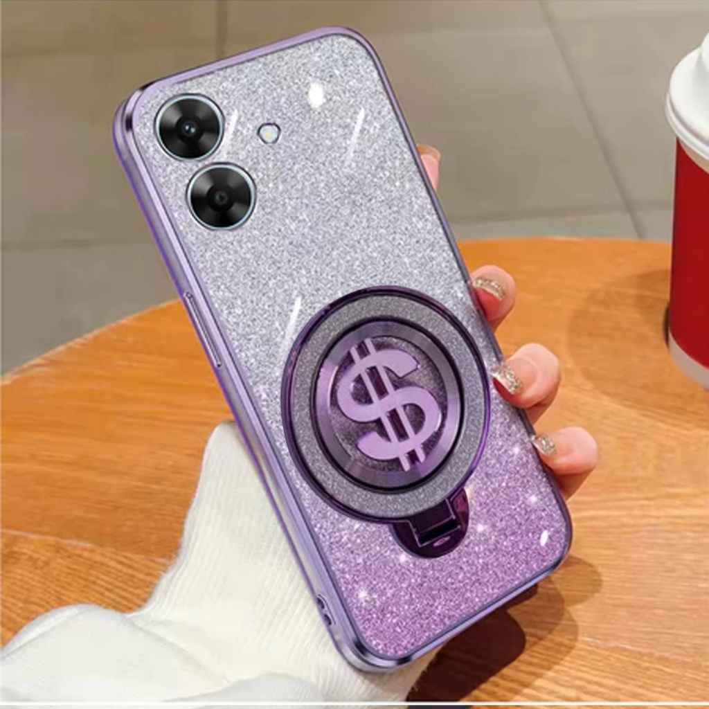 HP REALME NOTE 60 60X Glitter Dollar Ring Stand เคสชาร์จไร้สาย