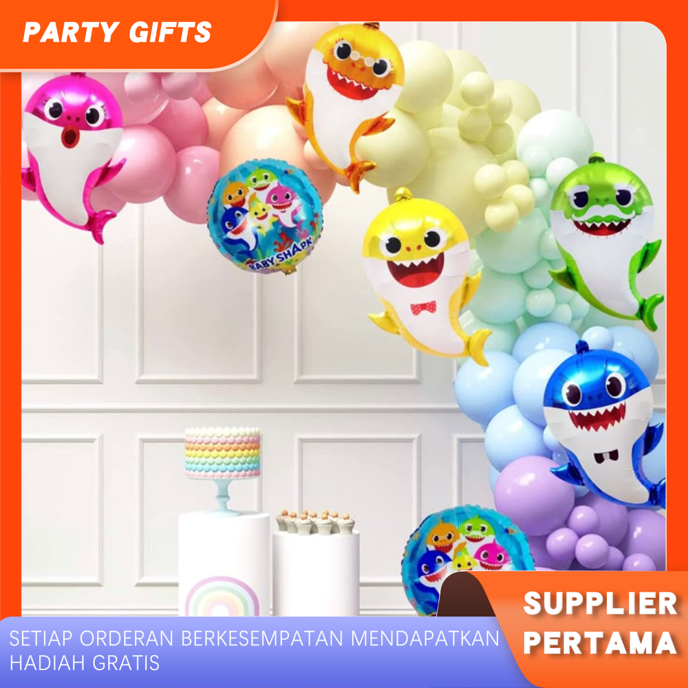 ลูกโป่งฟอยล์จัมโบ้สีสันสดใส Baby Shark Motif ขนาด 49*66 ซม. ลูกโป่งฟอยล์ขนาดใหญ่ Baby Shark ตกแต่งวั