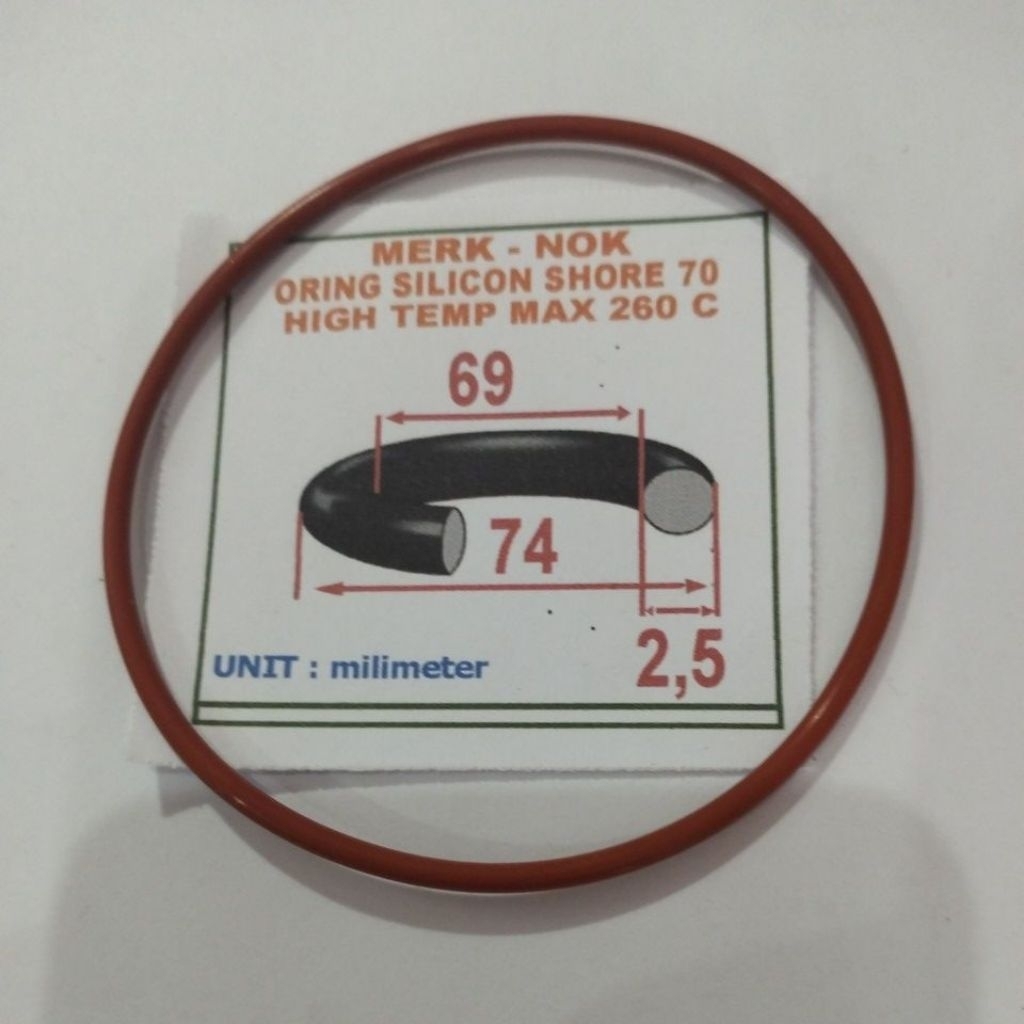 Oring silicon 2.5 x 69 x 74 mm hore 70 max temp 260 ฟู้ดเกรด NOK