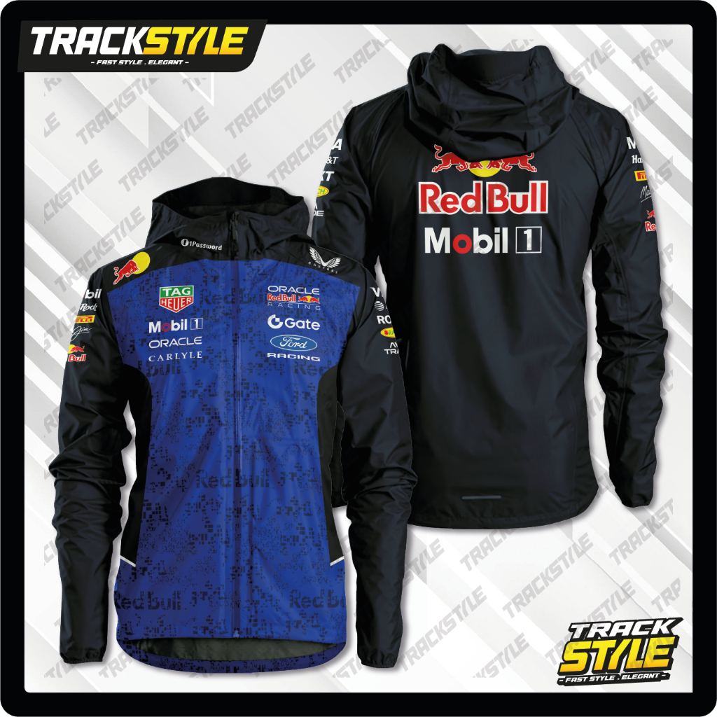TrackStyle Taslan Oracle RedBull Racing 2026 F1 เสื้อแจ็คเก็ตแข่งกันน้ําสองชั้น