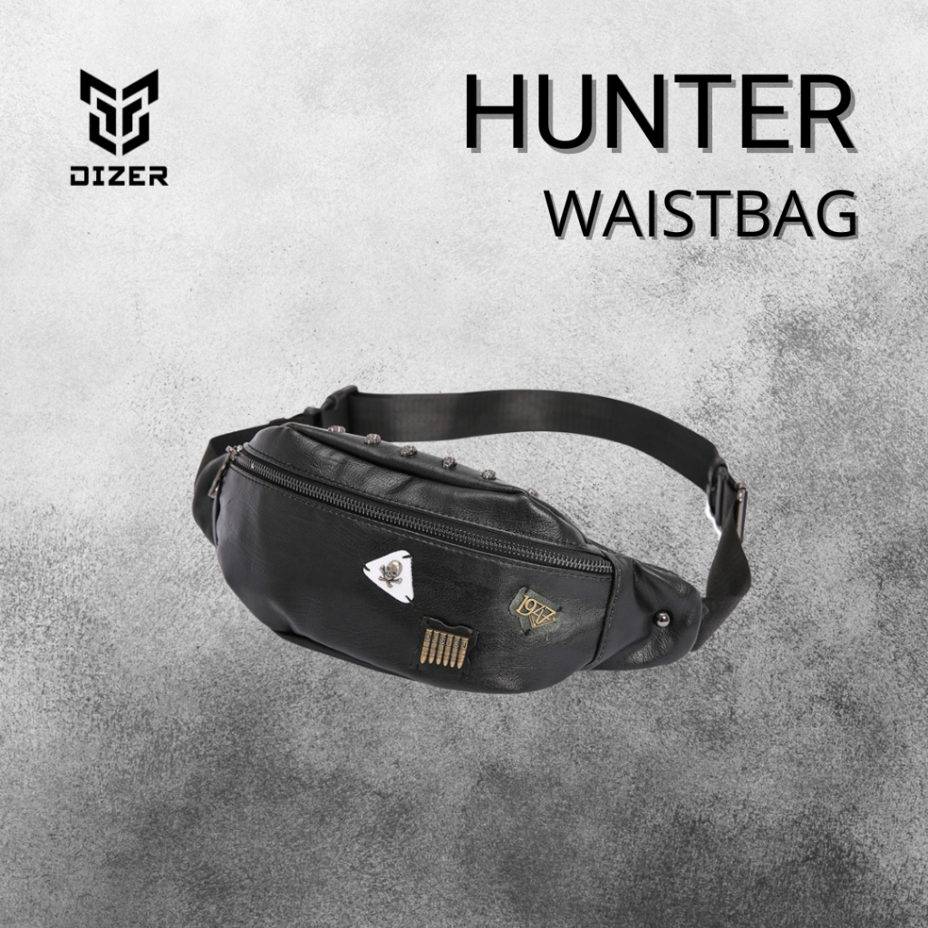 RIZER - Waistbag HUNTER_ กระเป๋าคาดเอวหนัง_ สีดํา