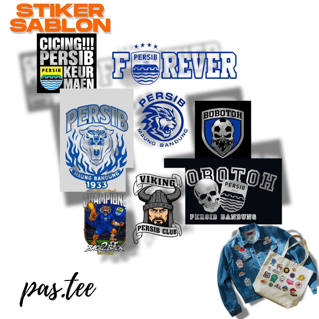 Persib Bandung Logo Iron-on Screen Printing Sticker - Viking Bobotoh Jacket T-Shirt Rubbing Sticker