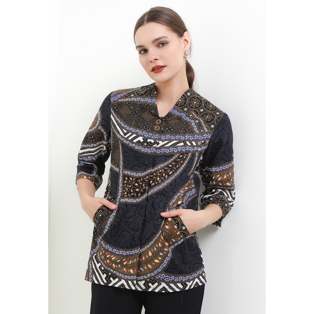 KATUN Arjuna Weda เสื้อบาติกผู้หญิงลายลูกกาต Sekar Motif - Cotton | ไตรคอต ไตรคอท