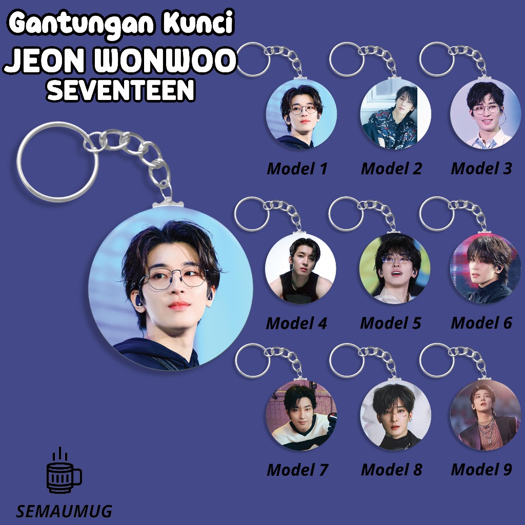 GANTUNGAN WONWOO SEVENTEEN KEYCHAIN CUTE KPOP ROUND KEYCHAIN GIFT CUSTOM PRINT SENMUG