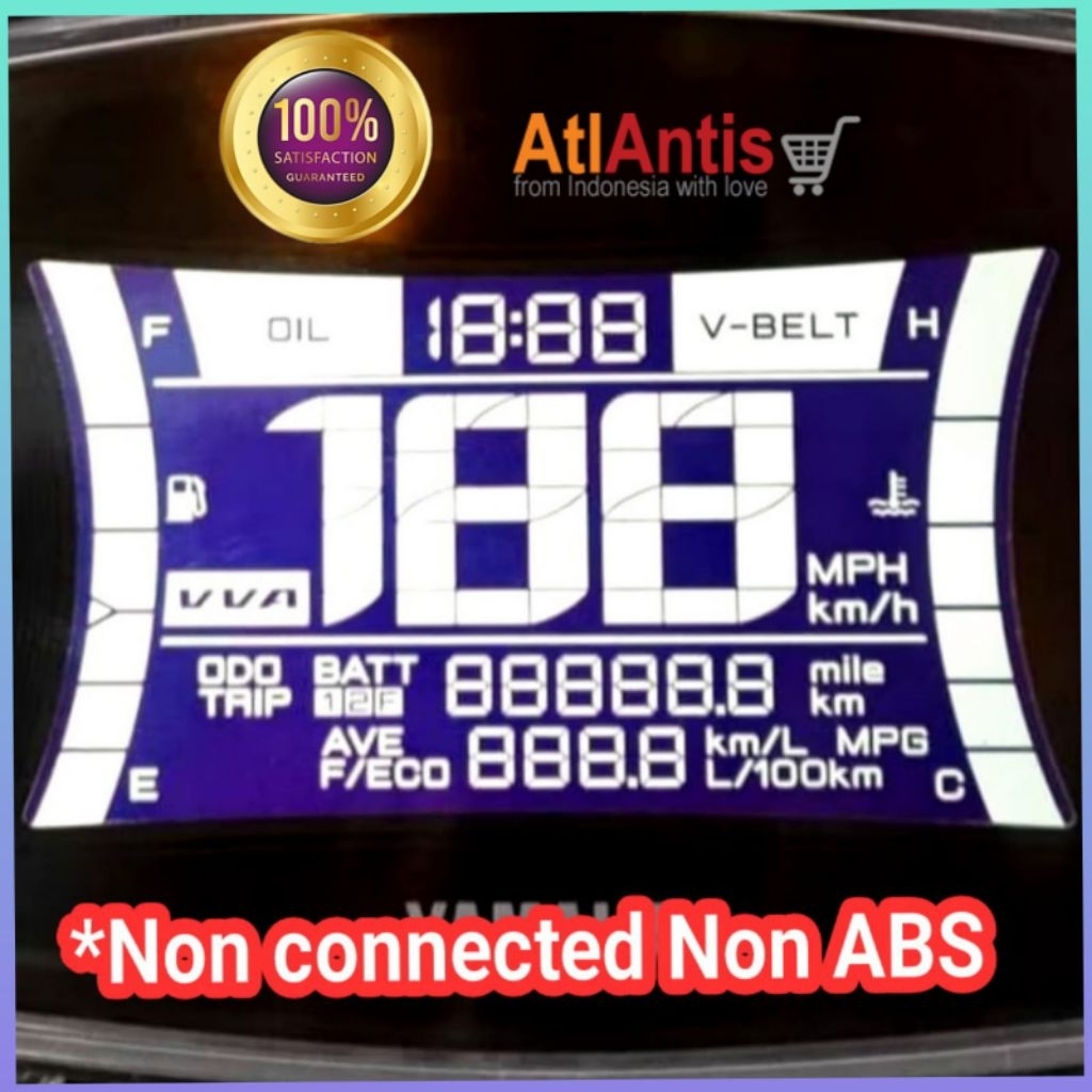 LCD NMAX 2020 ขึ้น, ไม่ใช่ ABS ไม่ใช่จอแสดงผลเชื่อมต่อสําหรับ Yamaha NMAX 2020, 2021, 2022, 2023 Up มาตรวัดความเร็ว สภาพใหม่ Negative Display
