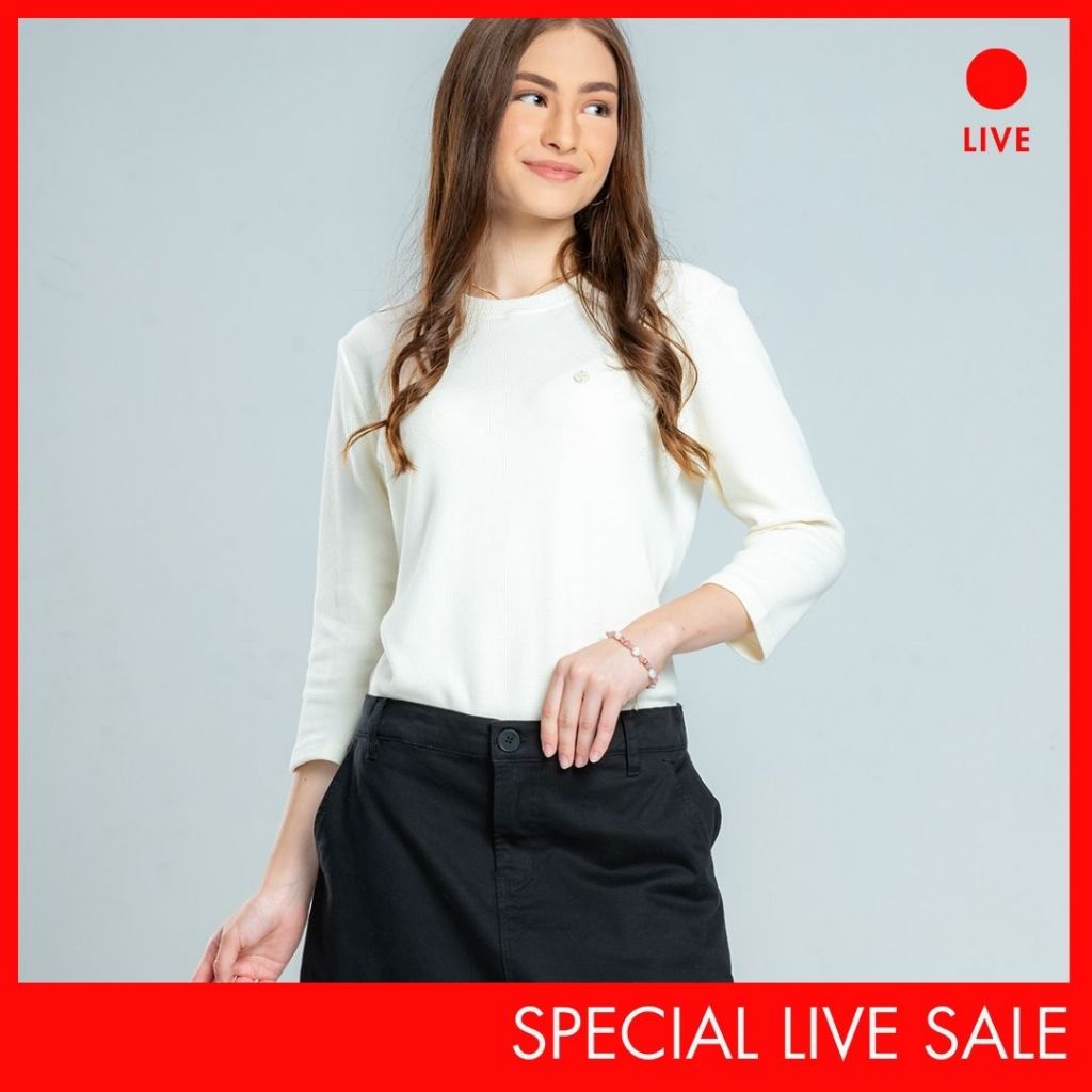 [CLEARANCE] เสื้อยืดผู้หญิง Special Live C2 Shawty Ecru