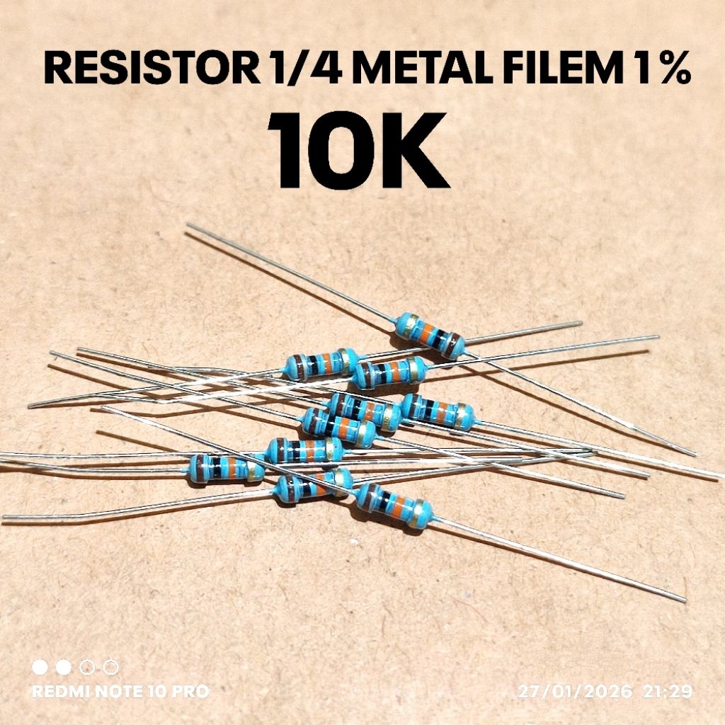 (10 ชิ้น) METAL RESISTOR 1/4W 1/4WATT 10K 10K KILO MF 1% ROHS