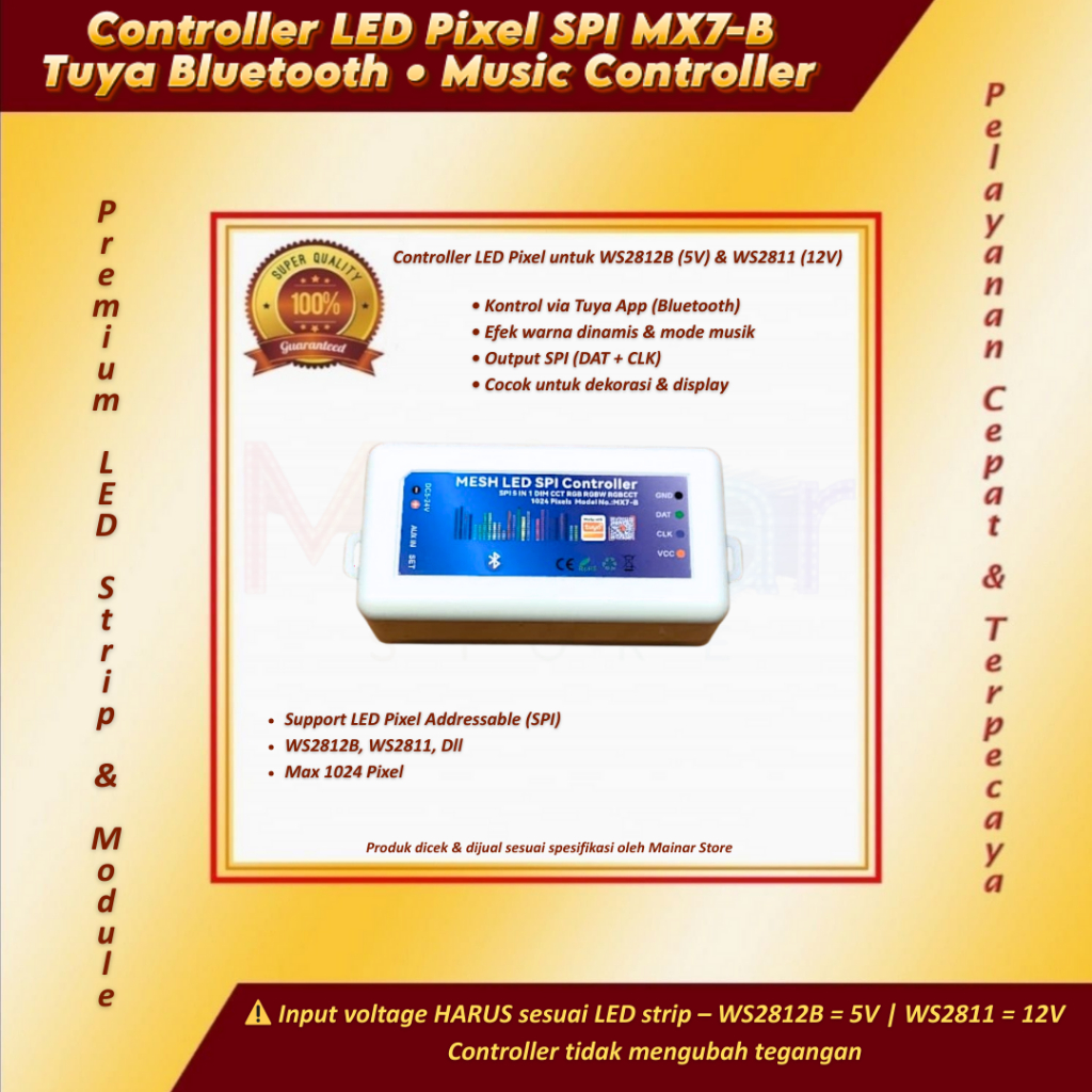 LED Pixel Controller WS2812B WS2811 MX7-B Tuya บลูทูธเพลง SPI แอดเดรส 5V 12V