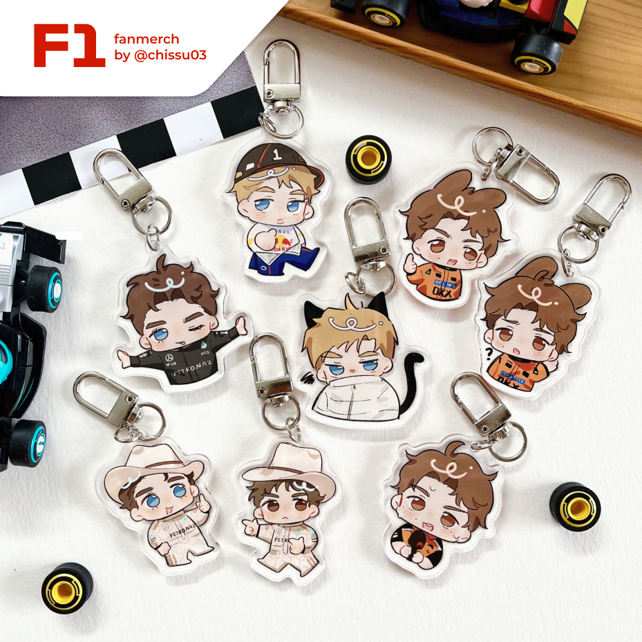 พวงกุญแจ GANTUNGAN F1 (Max Verstappen, Oscar Piestri, Charles Leclerc, George Russell, Carlos Sainz 