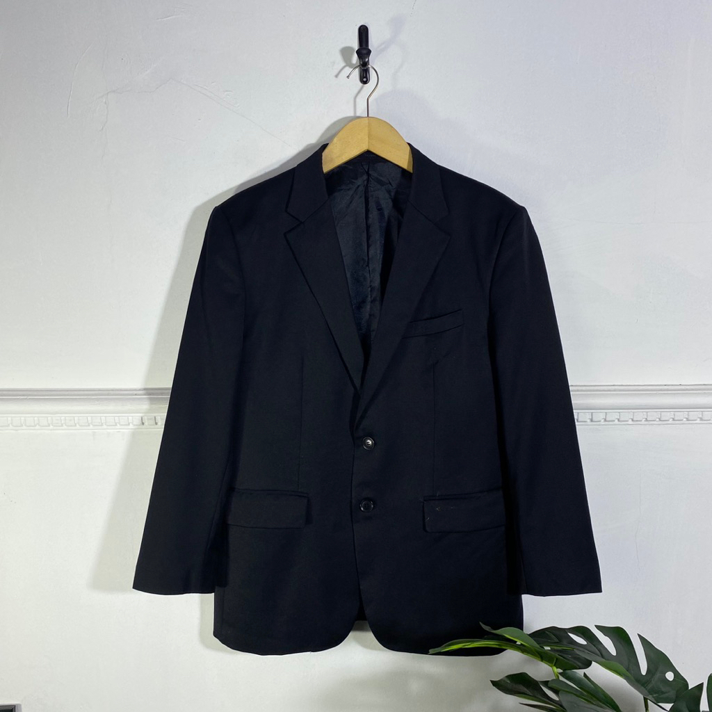 TRUGEN เสื้อแจ็คเก็ตเบลเซอร์สีดํา (P77 L55)