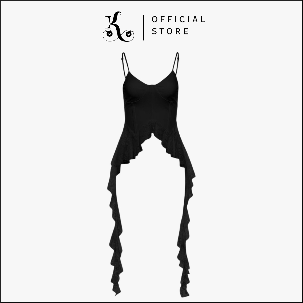 [ KHAEFASHION ] - (BR166) Tanktop Bra Tile Long Tassel Lace Strap Womens Vintage Slim Fit Top