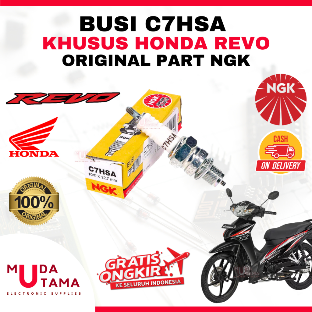 หัวเทียนมอเตอร์ไซค์ YAMAHA REVO - ORIGINAL NGK C7HSA (IRIDIUM) | หัวเทียน REVO ดั้งเดิม NGK C7HSA IR