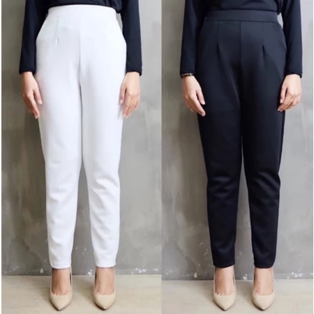 STYLISH SCUBA กางเกงดินสอผู้หญิง - PREMIUM HIGH WAIST BASIC PANTS - PLAIN CASUAL PANTS