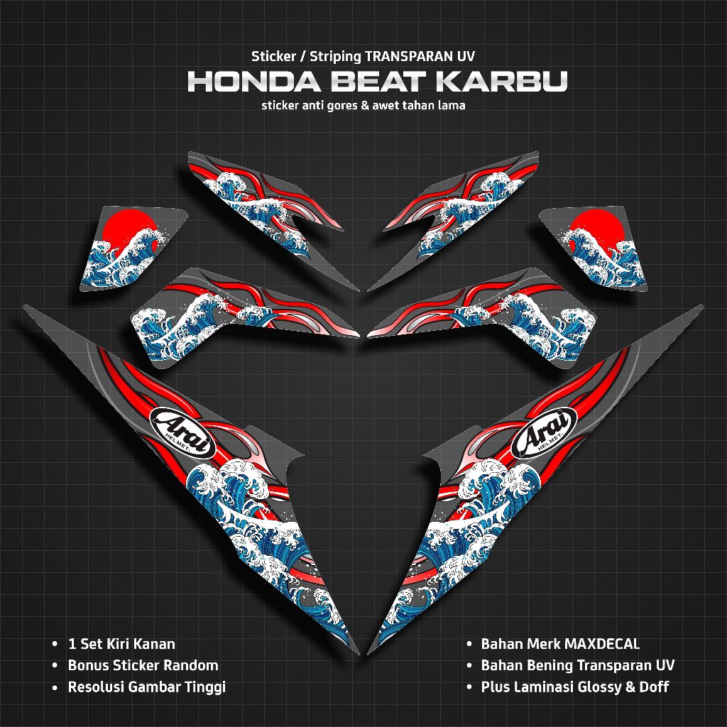 แถบสะท้อนแสง UV BEAT CARBON ARAI WAVE API CUSTOM / HONDA BEAT CARBON ANTI-SCRATCH สติ๊กเกอร์ไวนิล