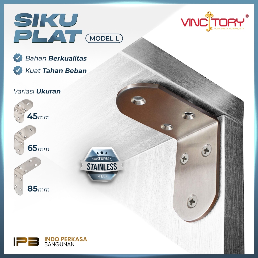 SIKU Vincitory Stainless Steel L-Shaped Plate Angle, Premium Quality Rust-Resistant Shelf & Shelf Ho
