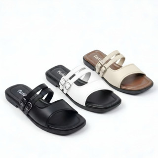 FASHION - New Arrival Sandal Flat Teplek Wanita Terbaru Daily Casual Tali Strap Polos Kekinian Slop Elegan Anti Licin Sendal Kasual Cewek Formal Trendy Termurah Cod