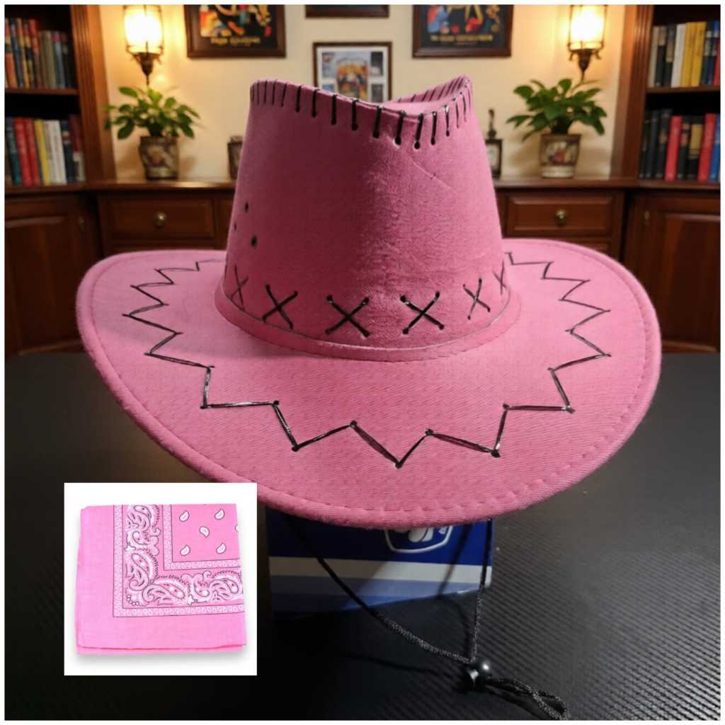 2-IN-1 หมวก COWBOY ผู้ใหญ่ + ชุดหมวก SCARF / COWBOY สําหรับผู้ชายและผู้หญิง