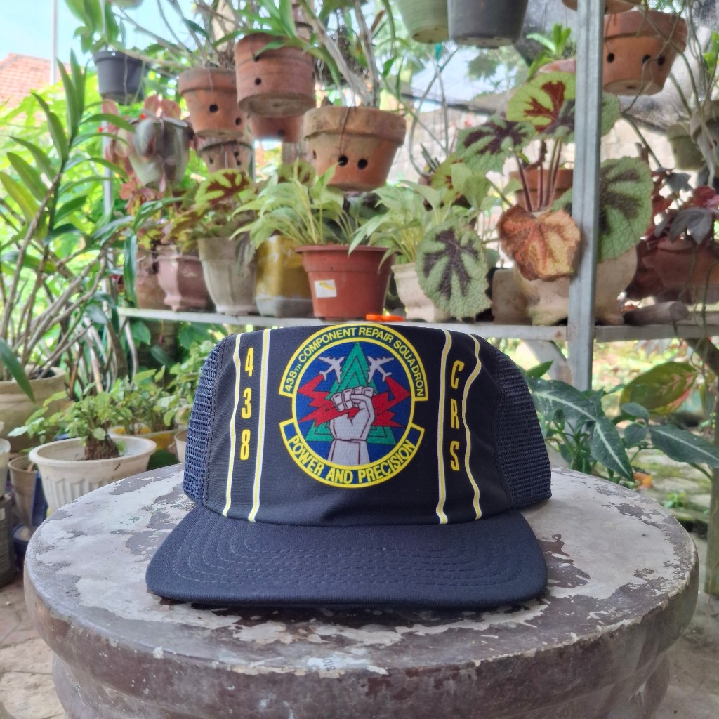Vintage USAF 438th CRS Military Trucker Hat Original Rare