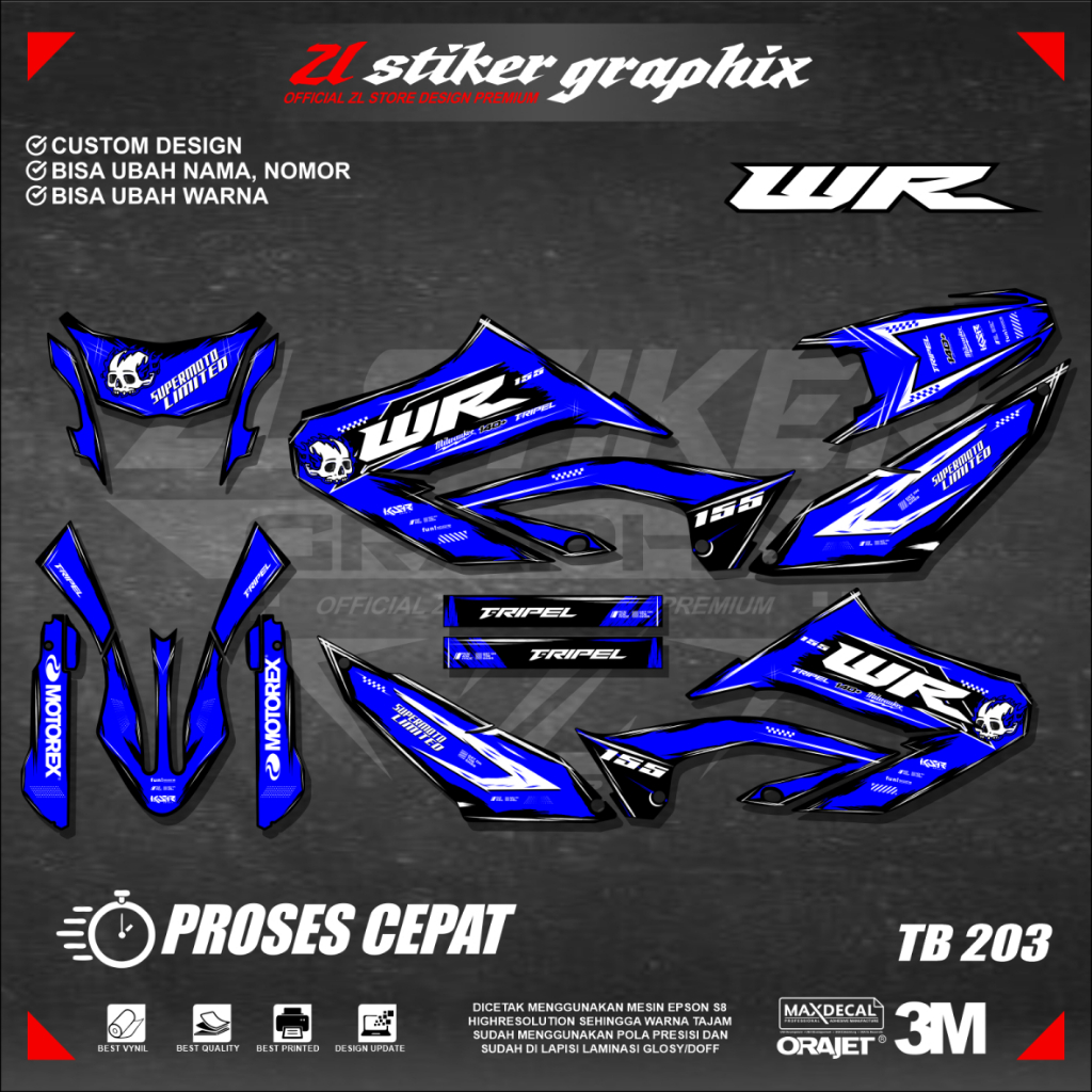 YAMAHA Decal Sticker Motor WR155 Fullbody Custom TB203 เคลือบมันเงา