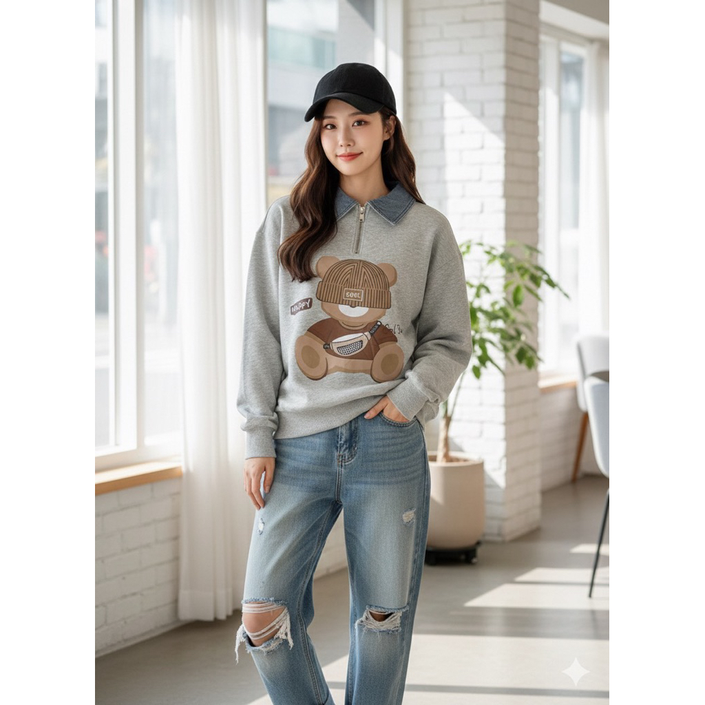 Gcc tedy เสื้อยืดป้ายคอปกยีนส์