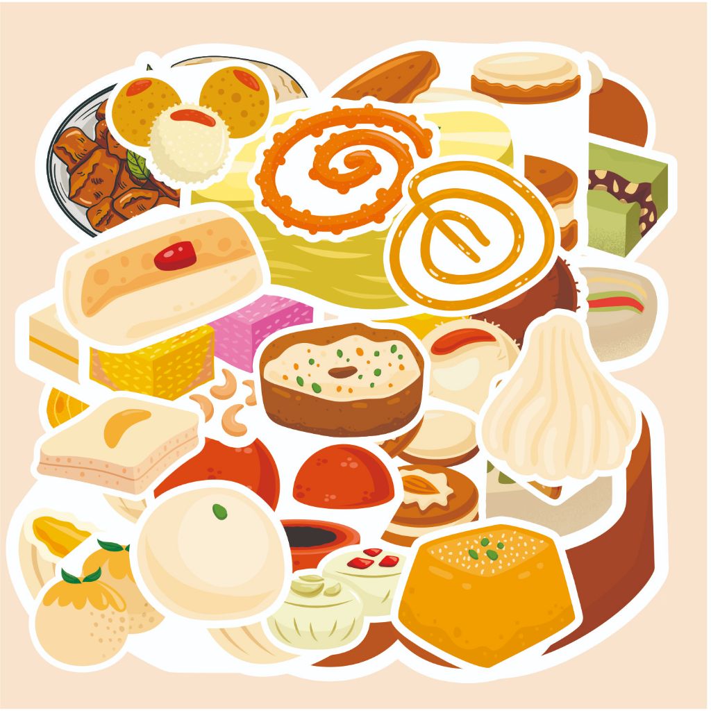 (50 ชิ้น) INDIAN FOOD -CUTE/สติ๊กเกอร์สุ่ม/อาหาร/ตัด/ป้าย