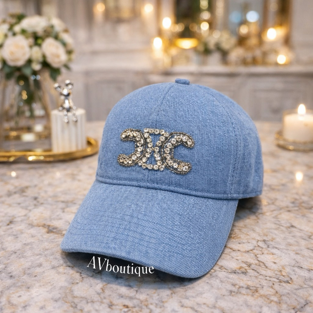 CC Blink Pearl Denim Jeans Caps นําเข้าแฟชั่นสตรีระดับพรีเมียม