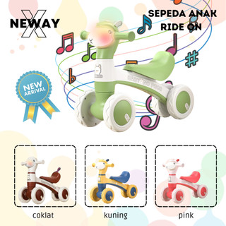 NewayX Sepeda Anak Ride On Alpaca Mainan Balance Bike Keseimbangan Dorong Lampu Musik Toys
