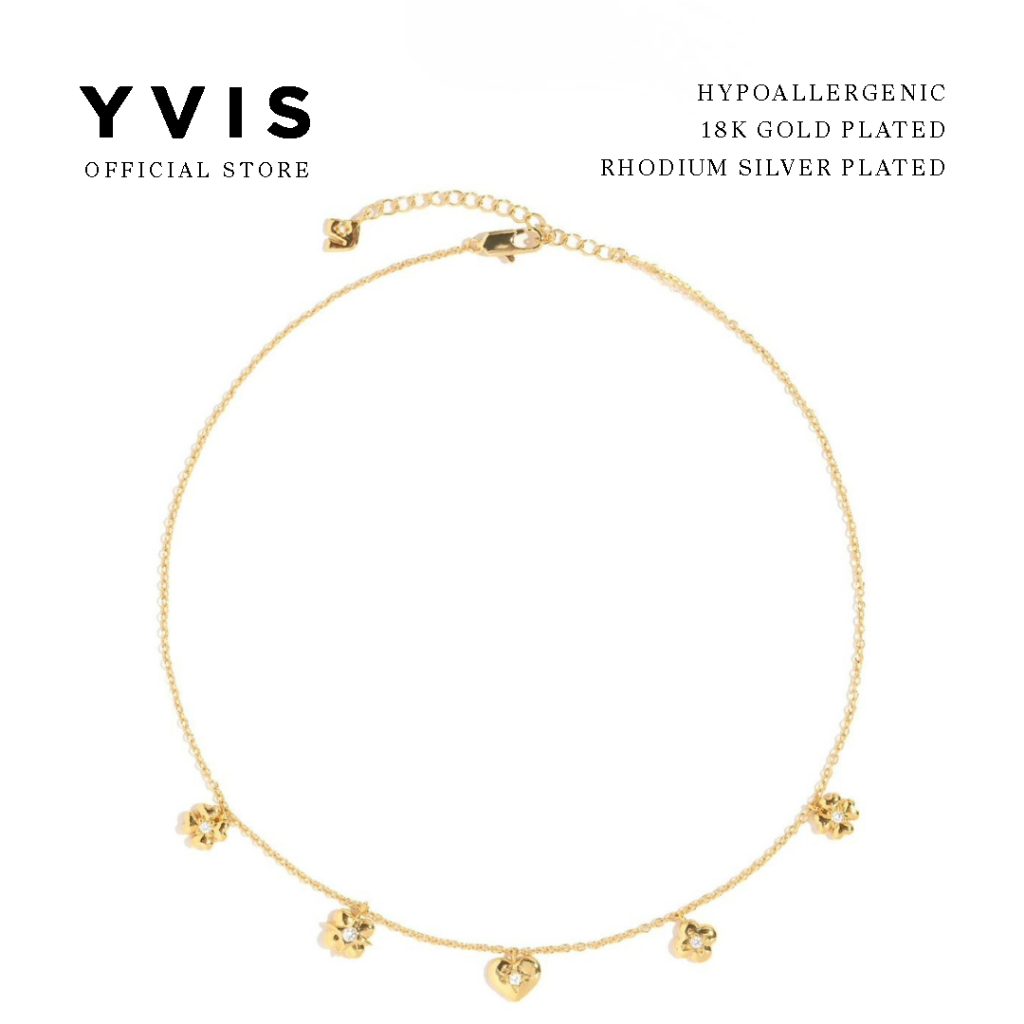 YVIS สร้อยคอบ้านในฝัน | สร้อยคอชุบทองผู้หญิง (ชุบทอง 18เค) สร้อยคอไฮโปอัลเลอร์เจนิก - สร้อยคอชุบเงิน