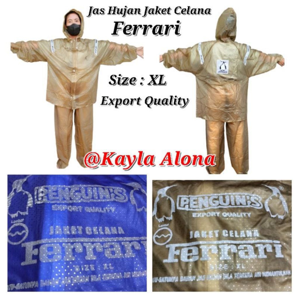 ( กางเกงเสื้อแจ็คเก็ตของ Ferrari Penguin) FERRARI Penguins Raincoat Jacket Pants