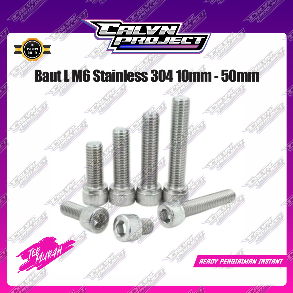 Bolt L M6 Stainless 304 10mm - 50mm